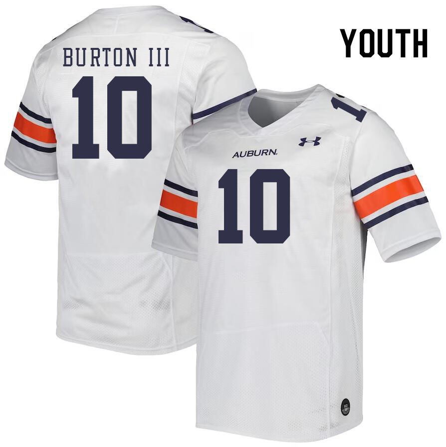 Youth #10 Caleb Burton III Auburn Tigers College Football Jerseys Stitched Sale-White - Click Image to Close